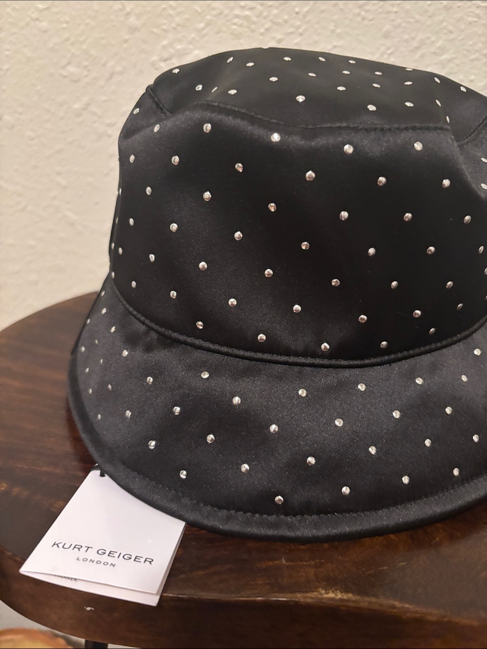 Studded Black Bucket Hat with Silver Accents - Picture 5 of 7